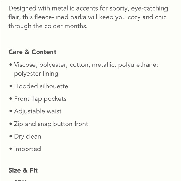 anthropologie adirondack metallic parka jacket - Picture 6 of 7